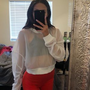 White Alo Yoga Mesh long sleeve. Super light and breathable. Retailed for 128$.
